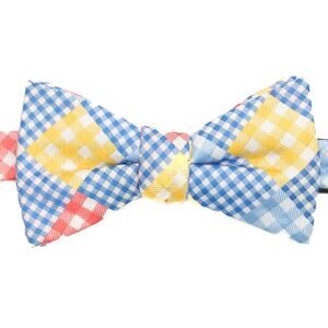 Izod Pre-Tied Adjustable Blue Yellow Pink Gingham Bow Tie Bowtie